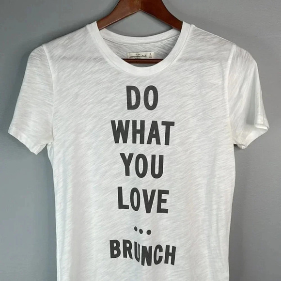 ABERCROMBIE & FITCH Graphic T-Shirt White Brunch Short Sleeve Crewneck Size S - Picture 4 of 9